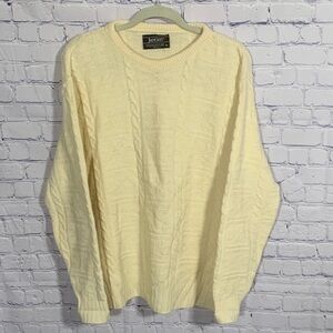 Jantzen Mens VTG Cable Knit Fair Isle Crew Neck Sweater Cream Sz XL Fisherman
